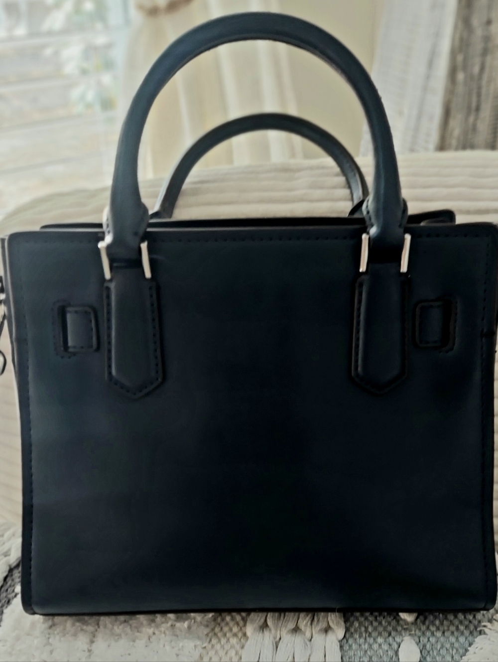 Michael Kors Hamilton In White, Navy , Light Blue & Lime Green Leather Satchel - Picture 4 of 10